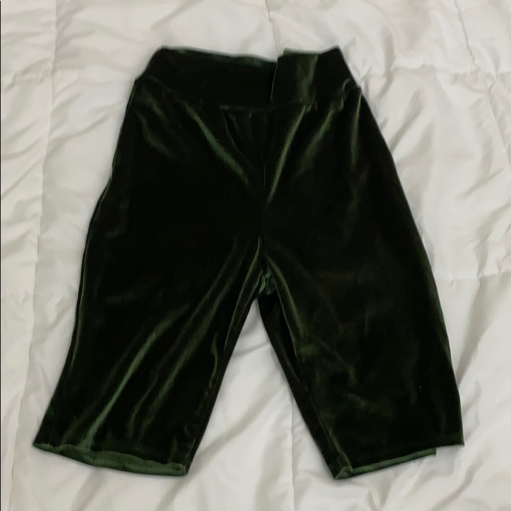 Green biker style shorts